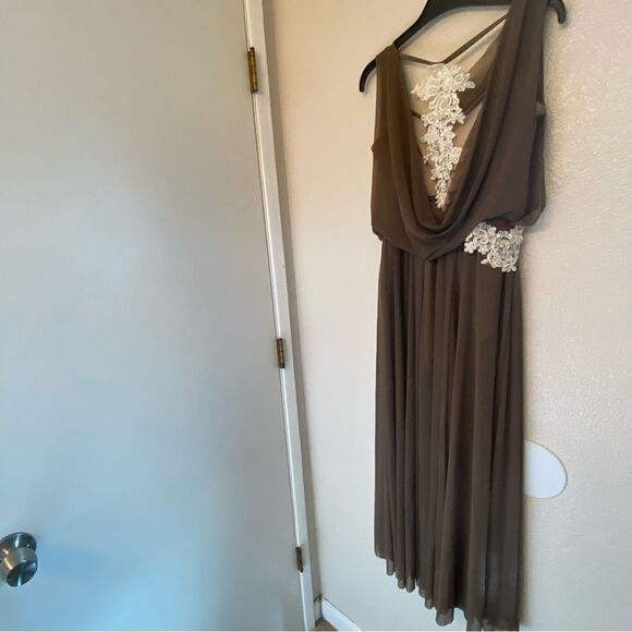 Weissman Balera Dance Costume DOUBLE COWL MESH MAXI DRESS D10454 brown adult MA - Picture 4 of 12